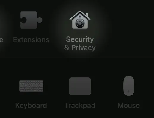Select Security and Privacy Setting